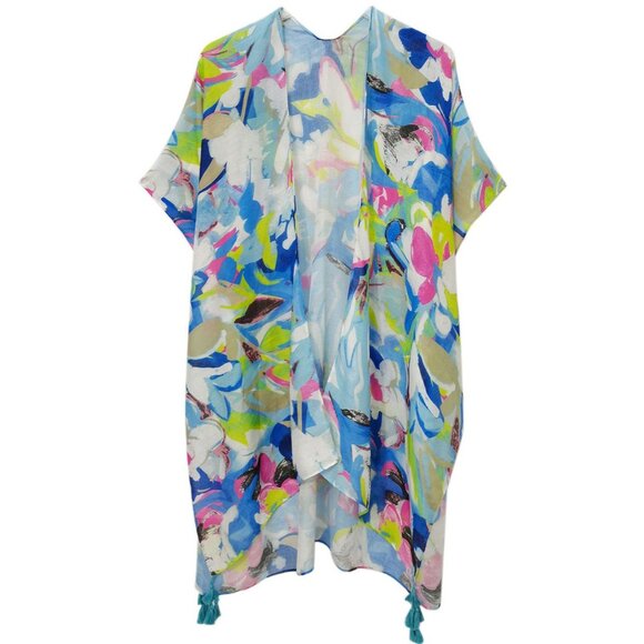 DIONA J ABSTRACT PRINT KIMONO ONE SIZE COLOR MUSTARD - Picture 3 of 3